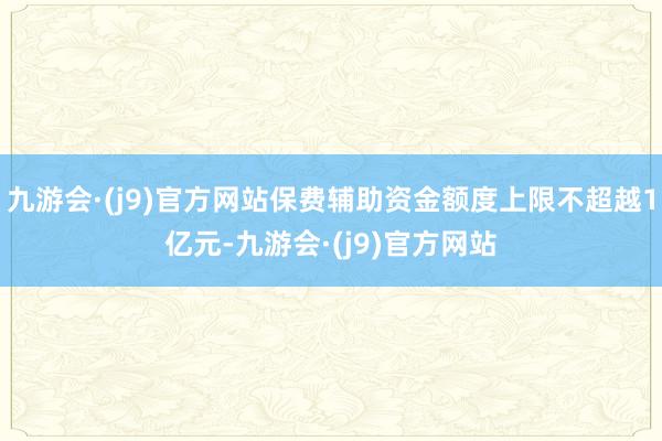 九游会·(j9)官方网站保费辅助资金额度上限不超越1亿元-九游会·(j9)官方网站
