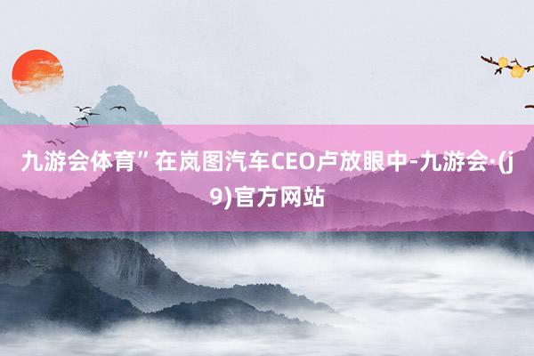 九游会体育”在岚图汽车CEO卢放眼中-九游会·(j9)官方网站