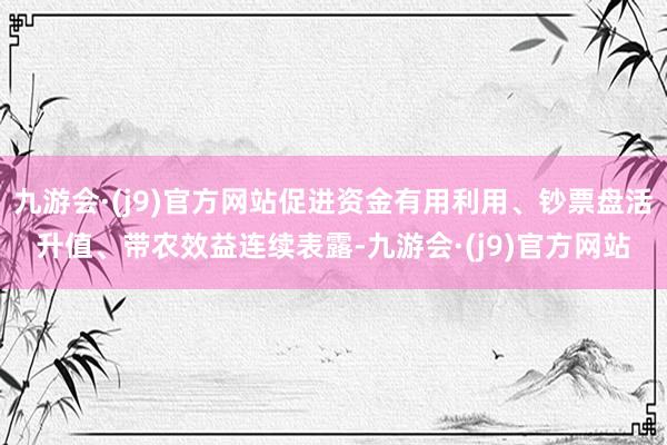 九游会·(j9)官方网站促进资金有用利用、钞票盘活升值、带农效益连续表露-九游会·(j9)官方网站