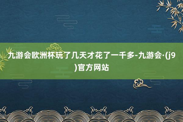 九游会欧洲杯玩了几天才花了一千多-九游会·(j9)官方网站
