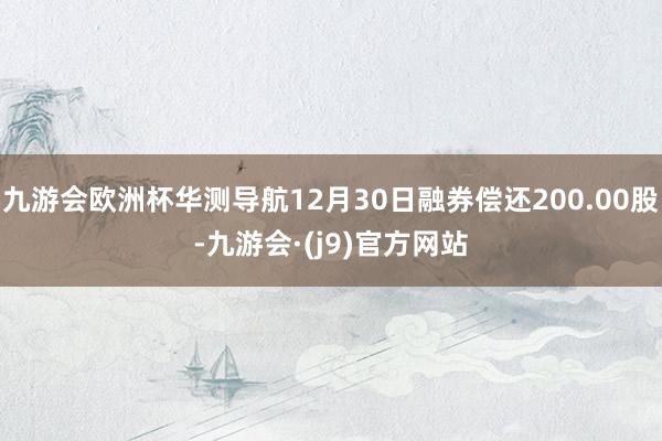 九游会欧洲杯华测导航12月30日融券偿还200.00股-九游会·(j9)官方网站