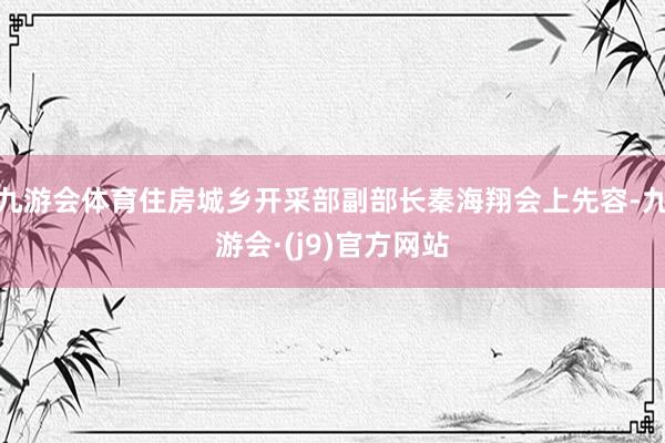 九游会体育住房城乡开采部副部长秦海翔会上先容-九游会·(j9)官方网站
